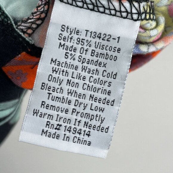 Johnny Was Womens Large Floral Geometric Print Short Sleeve Top Bamboo Blend - Picture 5 of 10